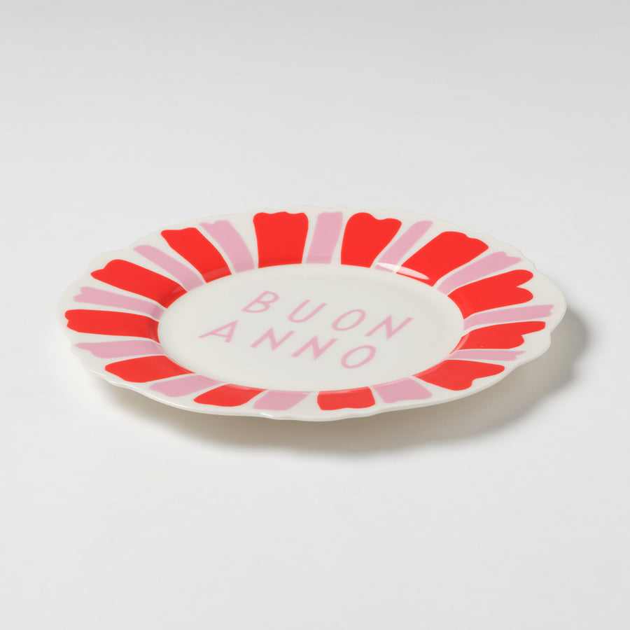 Red and Pink Italian Festive Side Plate Set