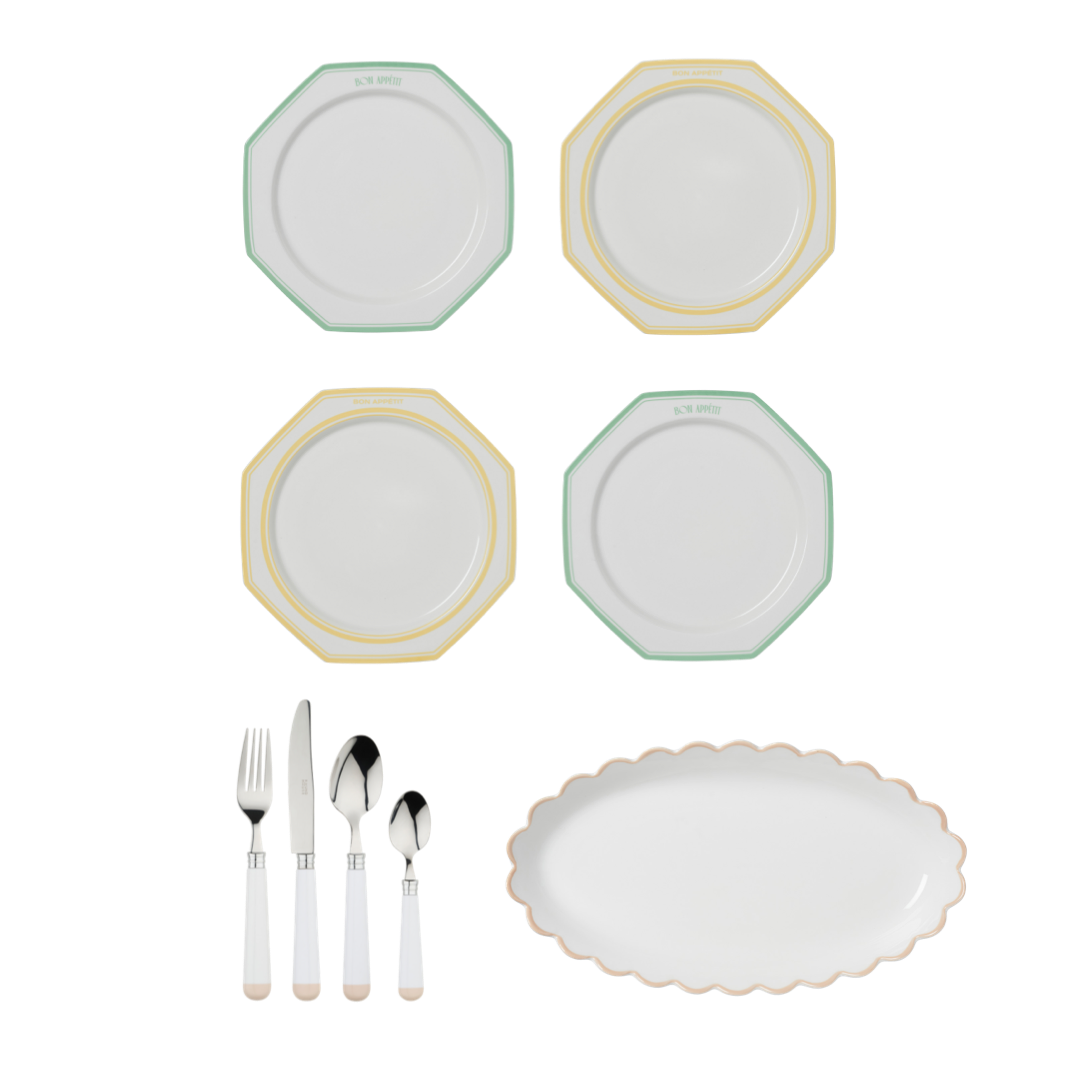 Octagonal plate set In The Roundhouse