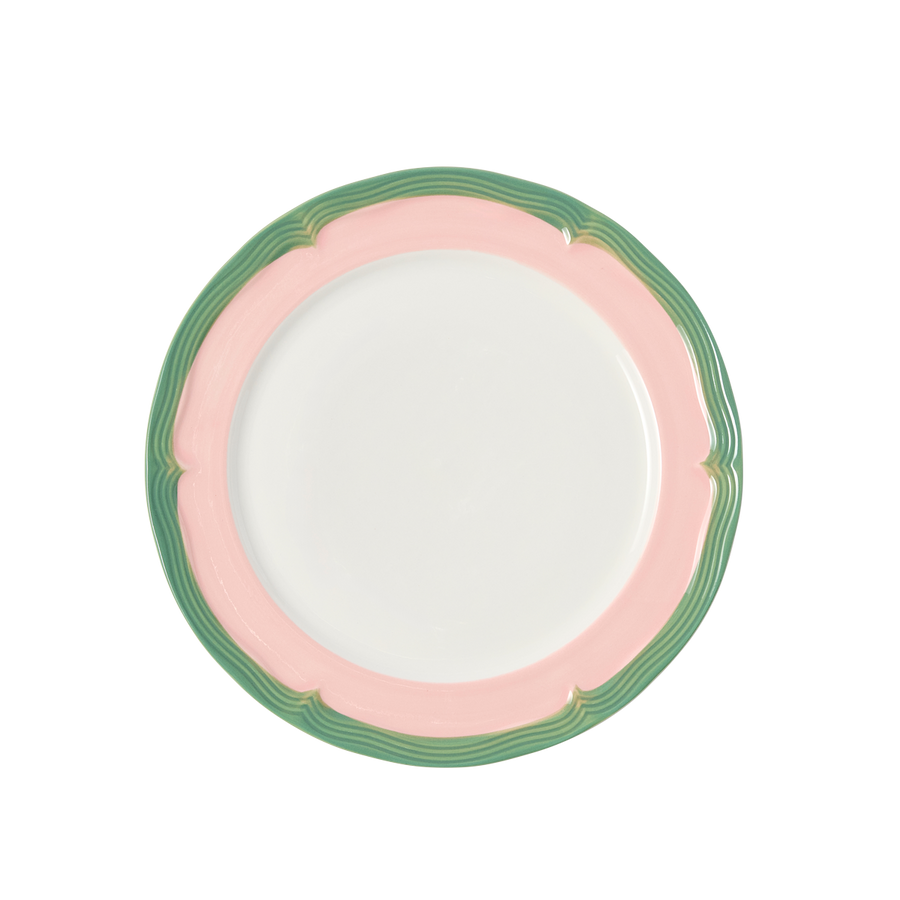 Soft Scallop Mint & Pink Embossed Dinner Plate Set of 4 – In The