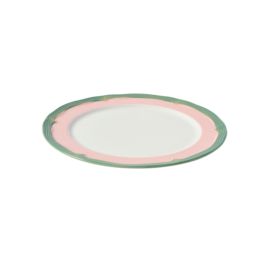 Soft Scallop Mint & Pink Embossed Dinner Plate Set of 4 – In The