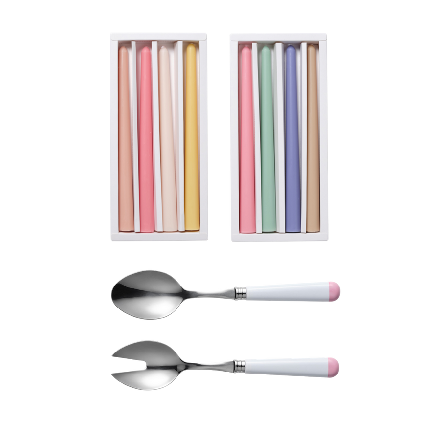 Pastels Server & Candle Set