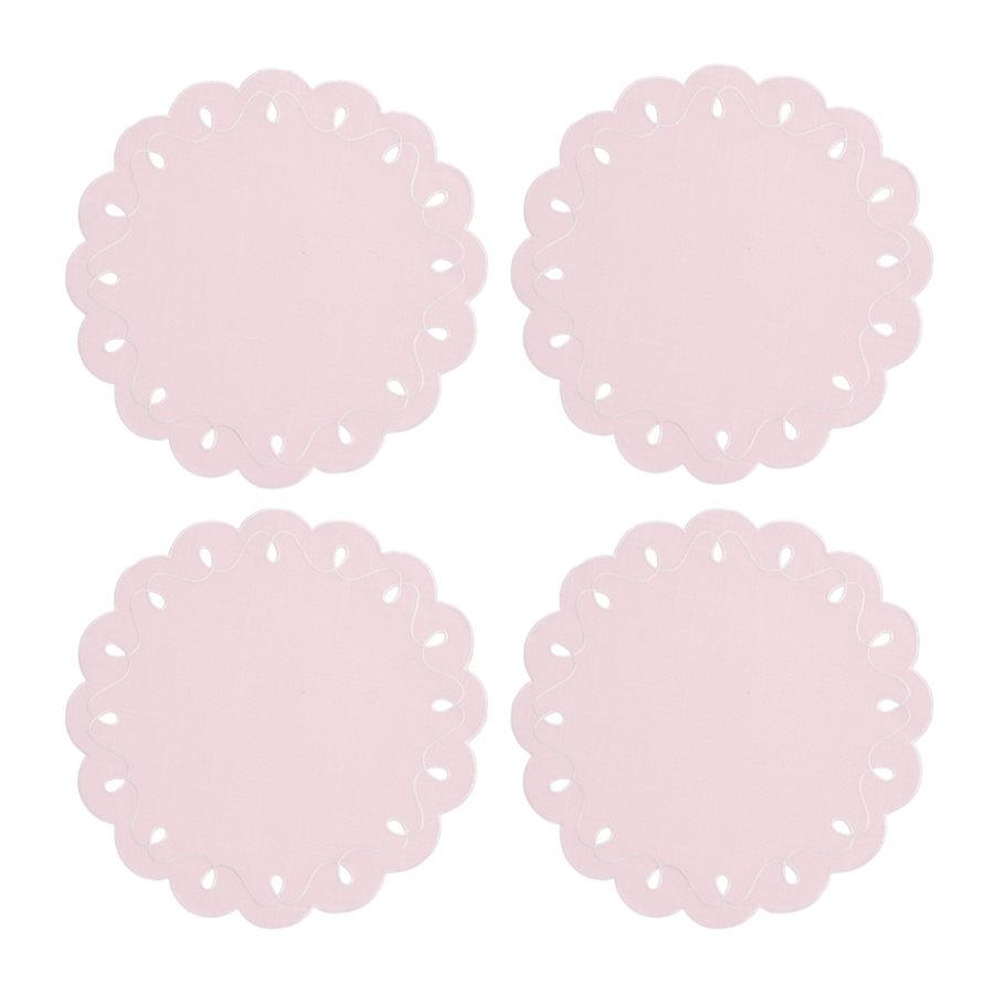 Round Pink and White Placemat - Set of 4