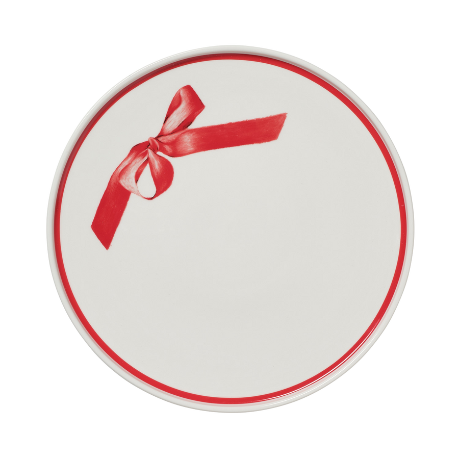 Red Curved Ribbon Plate