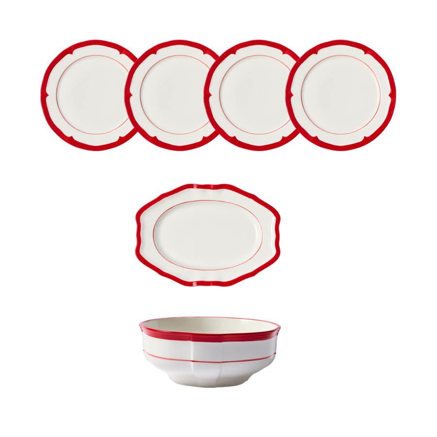 Red Soft Scallop Dining Set – In The Roundhouse