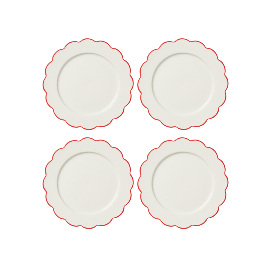 Red Scallop Side Plate Set of 4