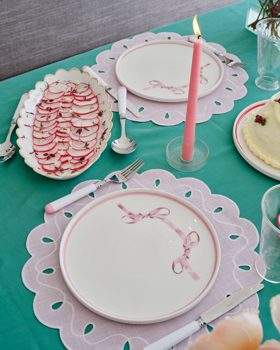 Round Pink and White Placemat - Set of 4