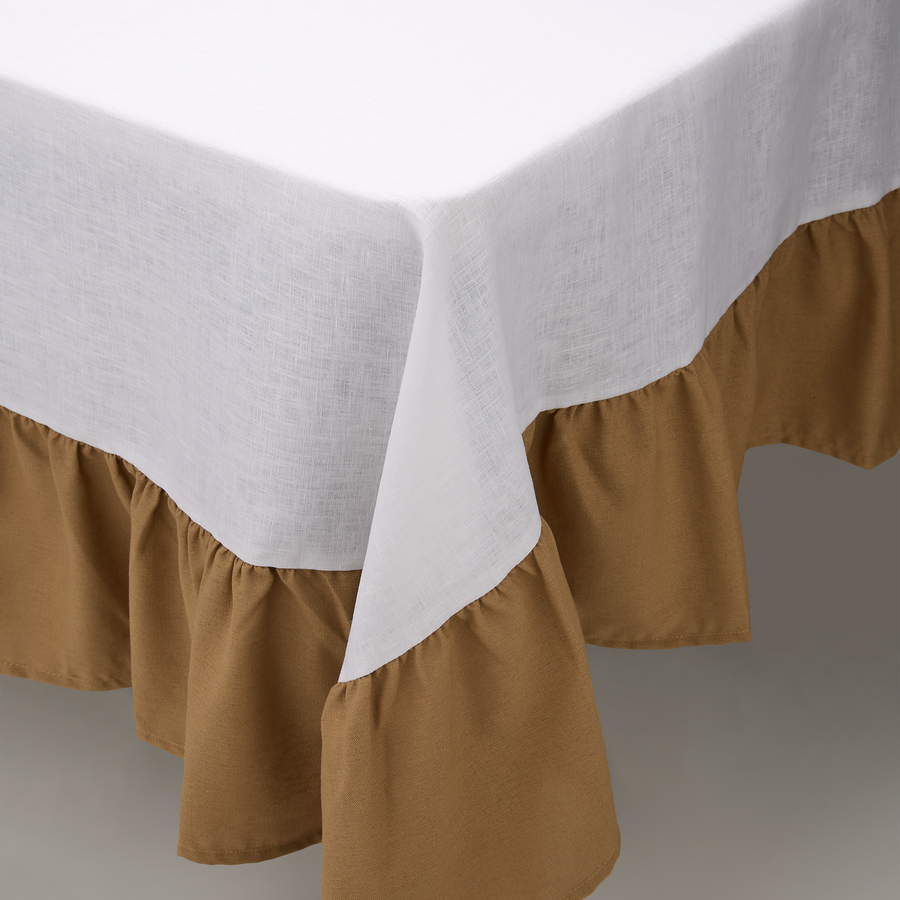 Ruffle Edge Linen Tablecloth