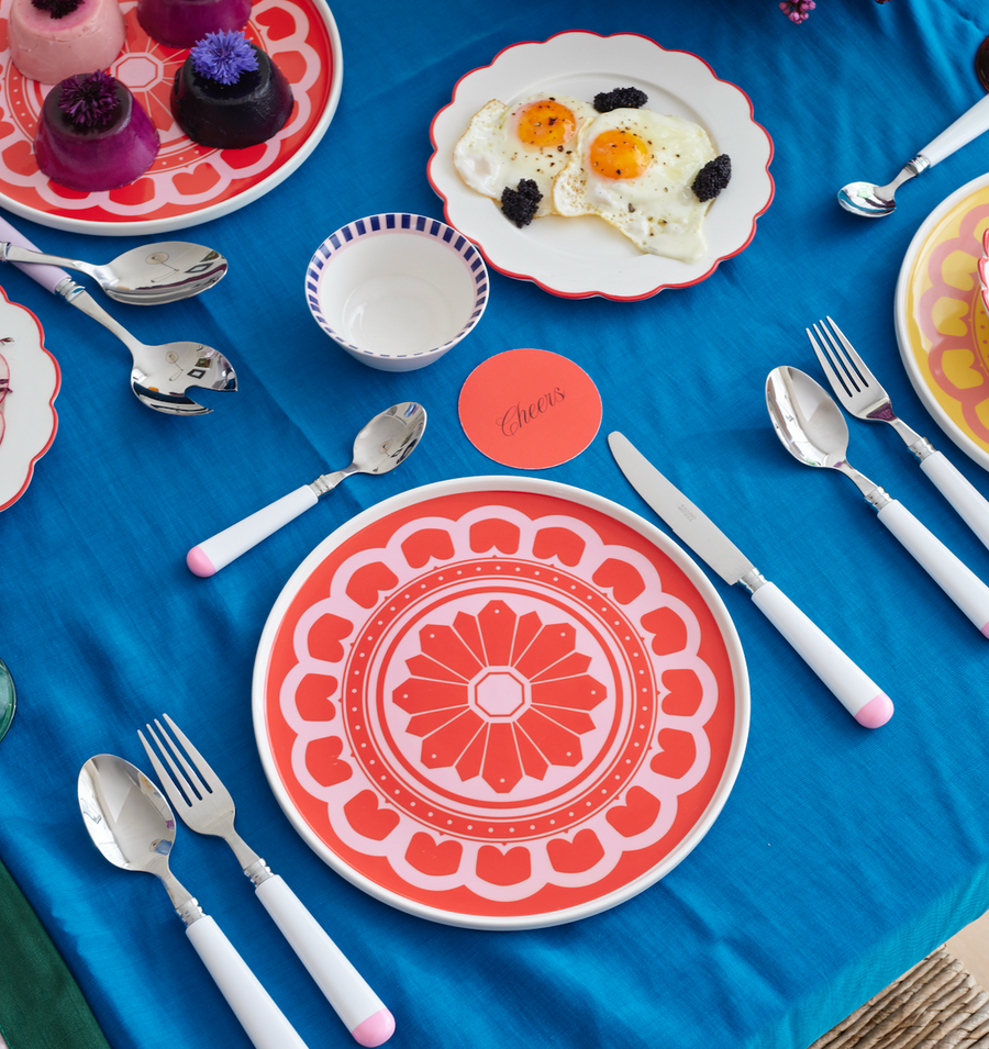 Red and Pink Flower Plate