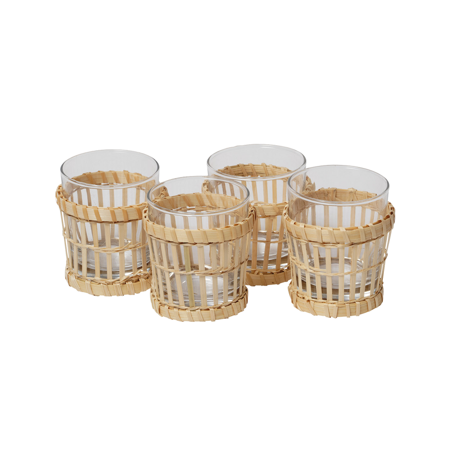 Wicker Glass Set - Set of 4