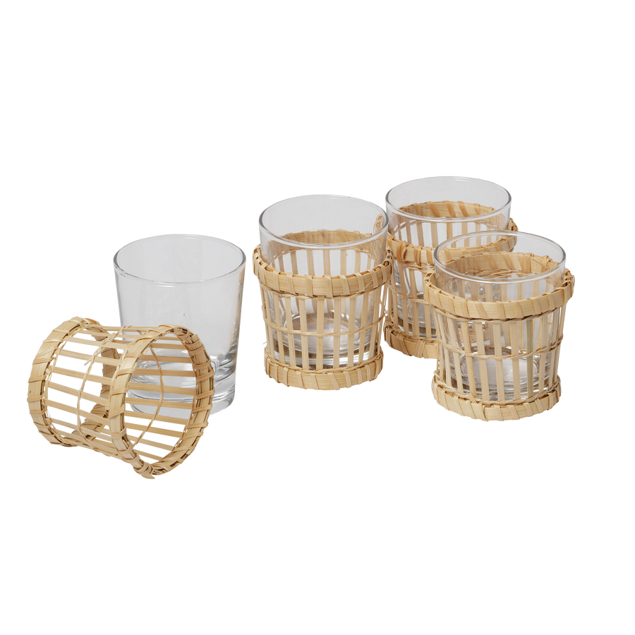 Wicker Glass Set - Set of 4