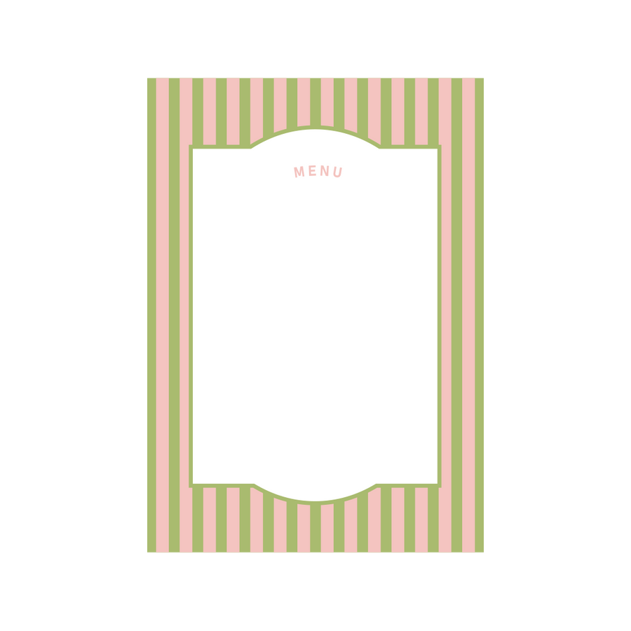 Downloadable Pink & Green Striped Menu