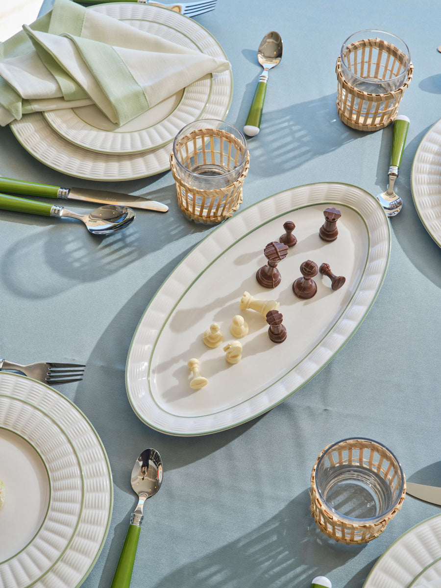 Sage and White Wicker Dining Set