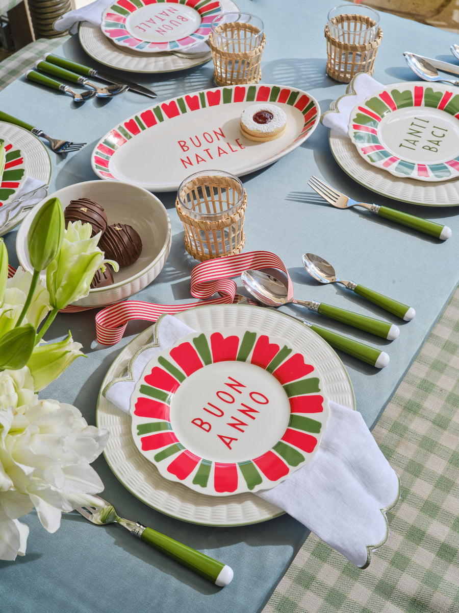 Green and Red Festive Italian Wave Side Plates