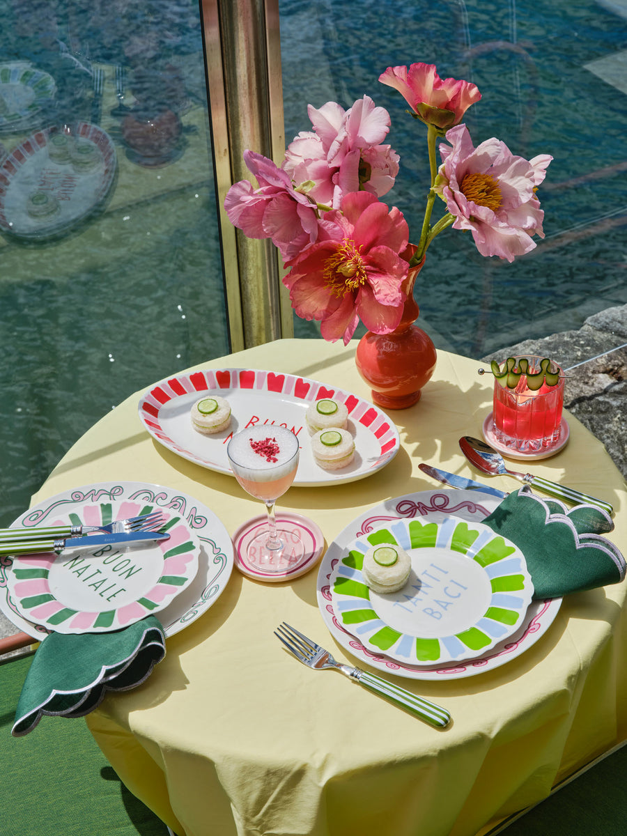 Swirl Border Bistro Dinner Plate Set