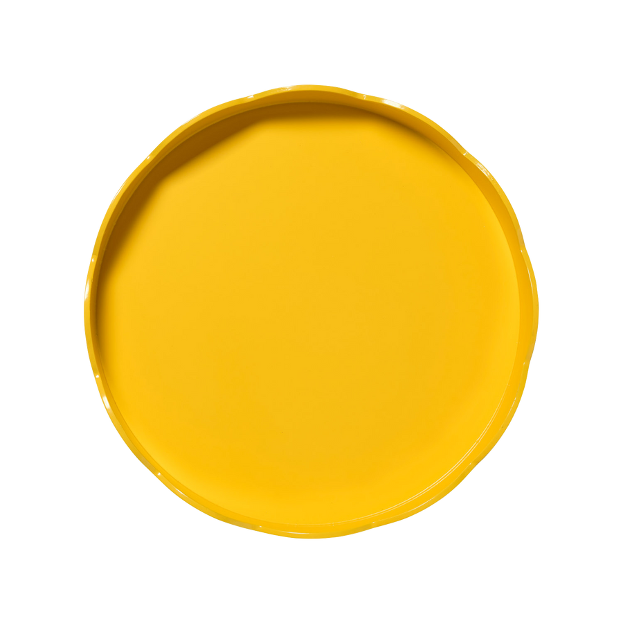 Large Round Yellow Scalloped Tray