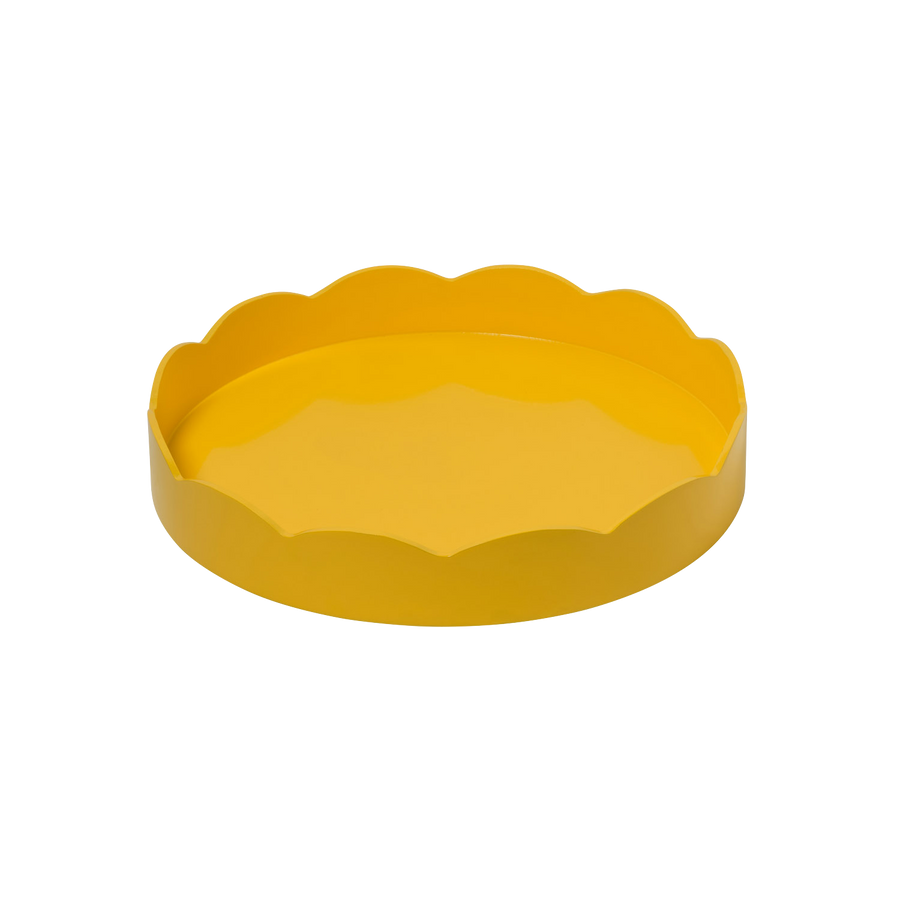 Large Round Yellow Scalloped Tray