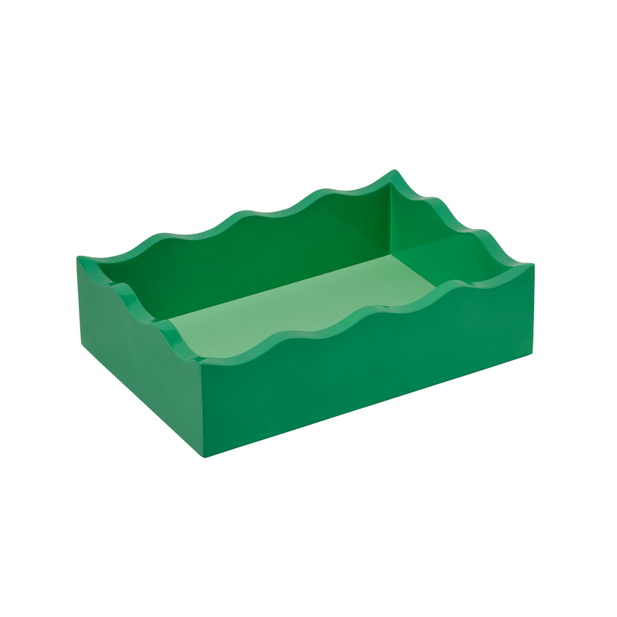 Small Green Rectangular Scalloped Tray