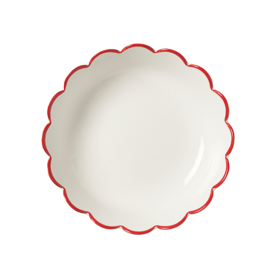 Red Edge White Scallop Dining Set 17 pieces – In The Roundhouse