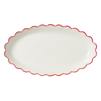 Red Edge White Scallop Dining Set - 17 pieces – In The Roundhouse