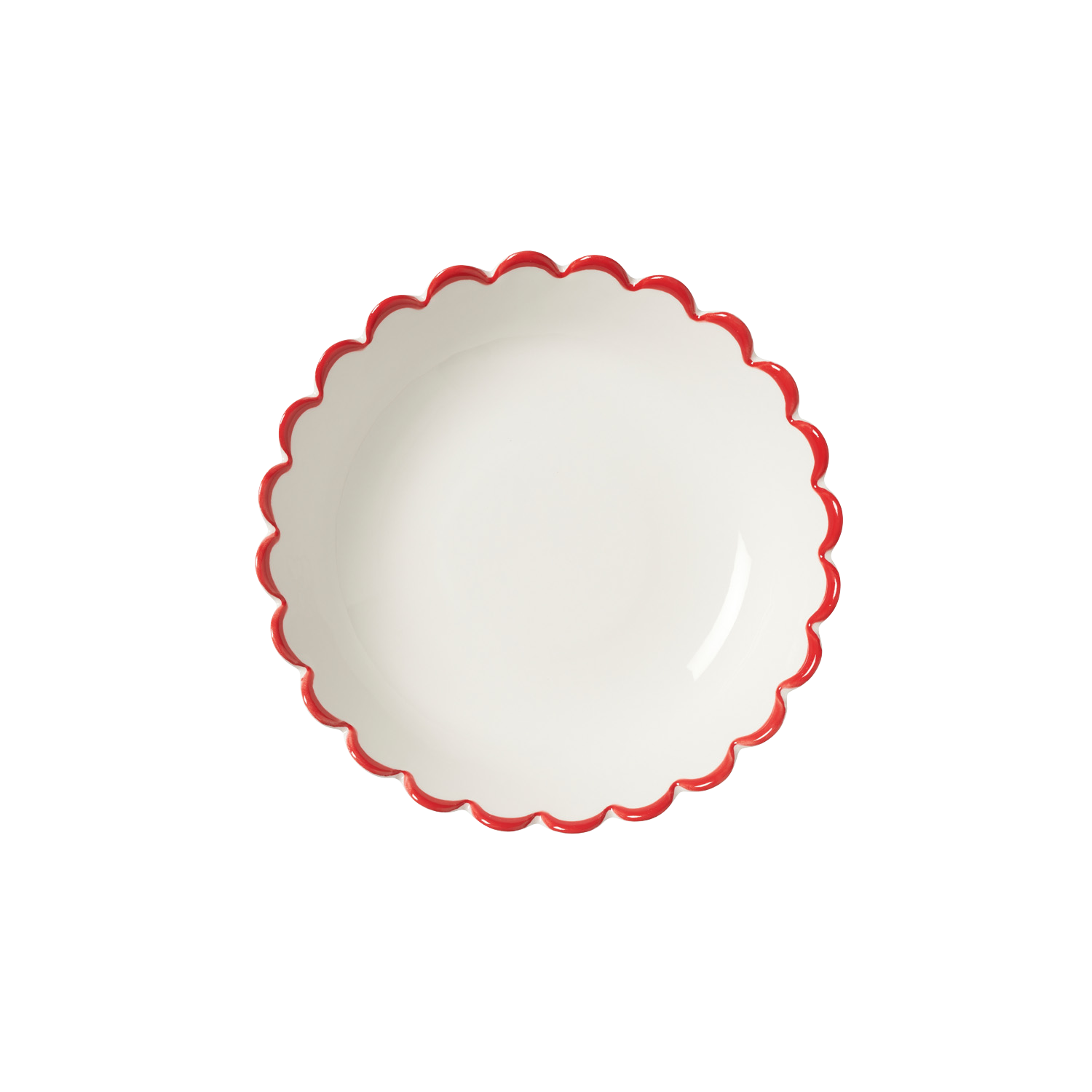 Red Edge White Scalloped Bowls - Set of 4 – In The Roundhouse