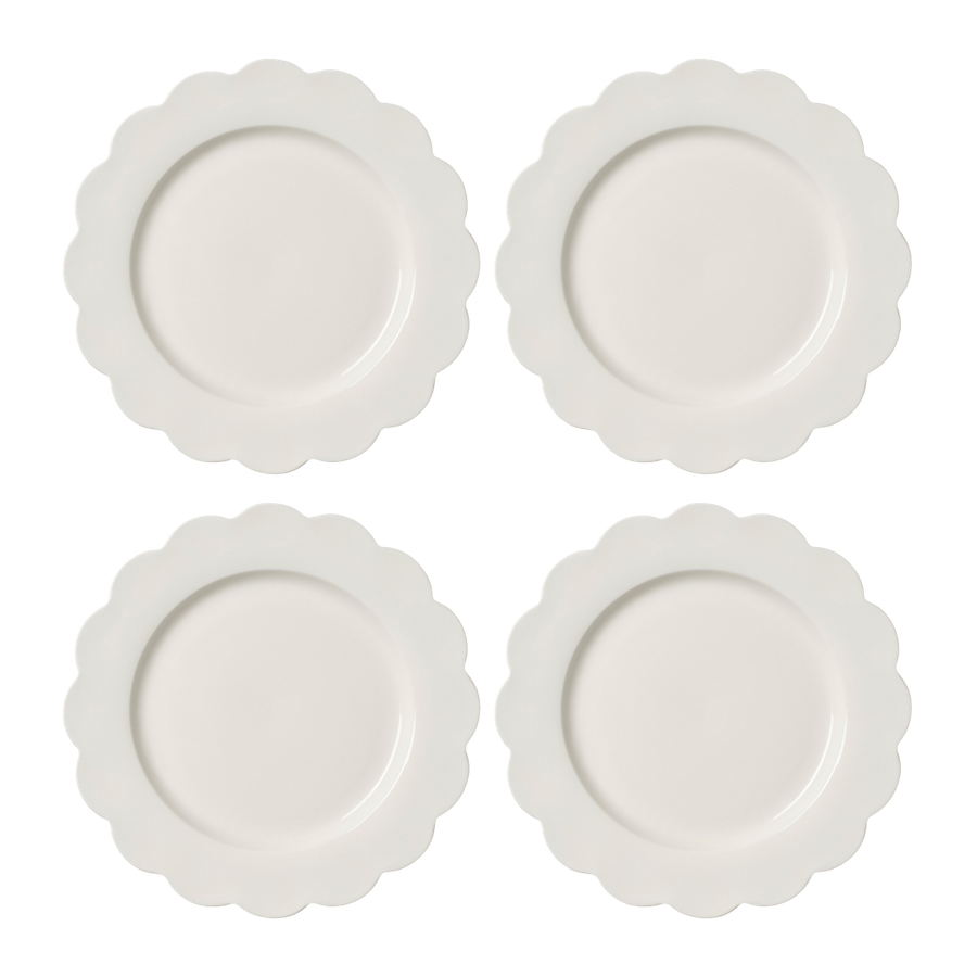 White Scallop Dinner Plate Set of 4