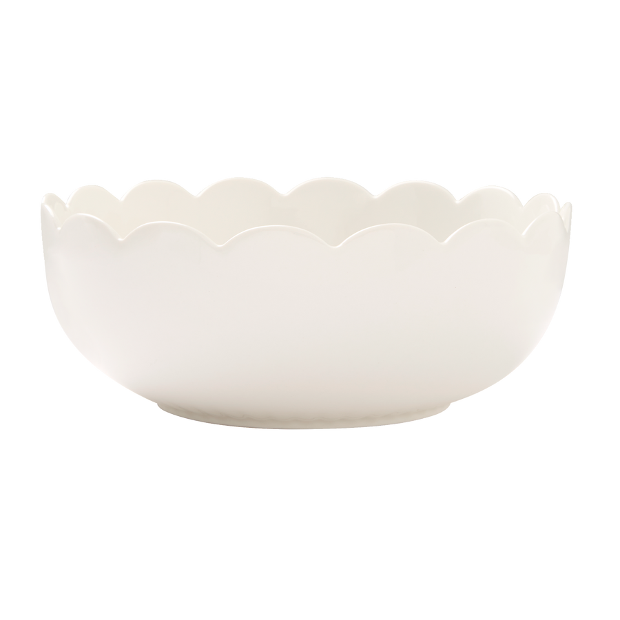 White Large Serving Scallop Bowl