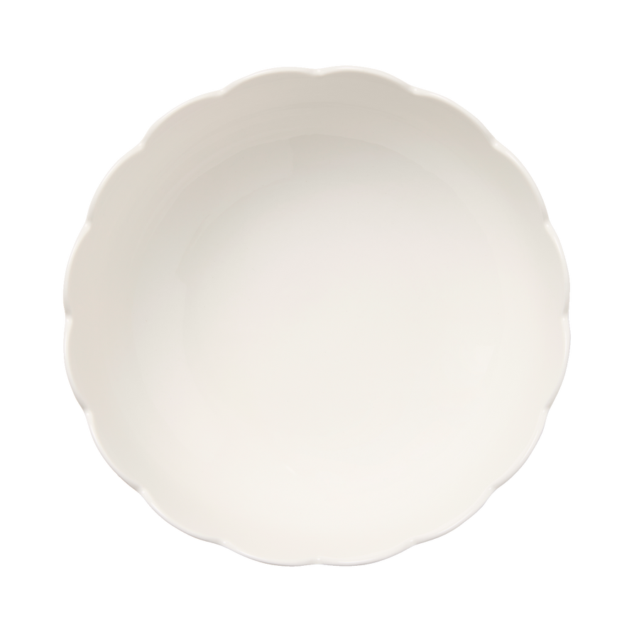 White Large Serving Scallop Bowl