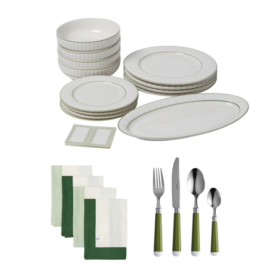 Green Wicker Set