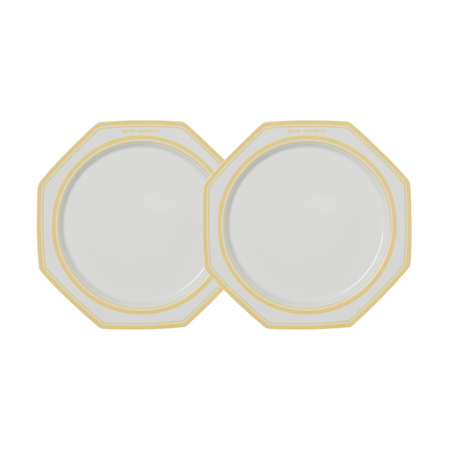 Yellow Bon Appétit Octagonal Plate Set
