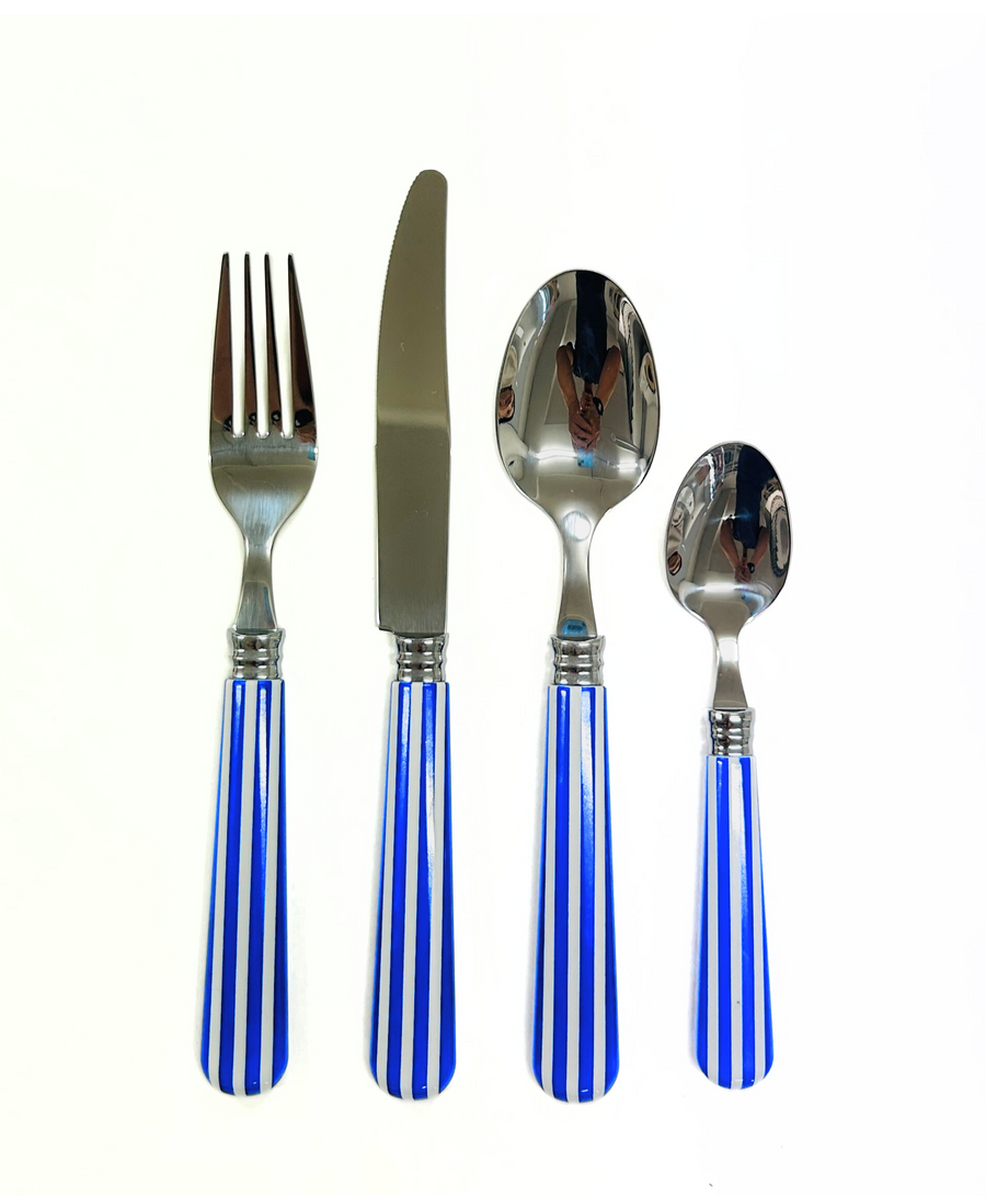 Navy and White Stripe Cutlery - Pre order for delivery from 6 October