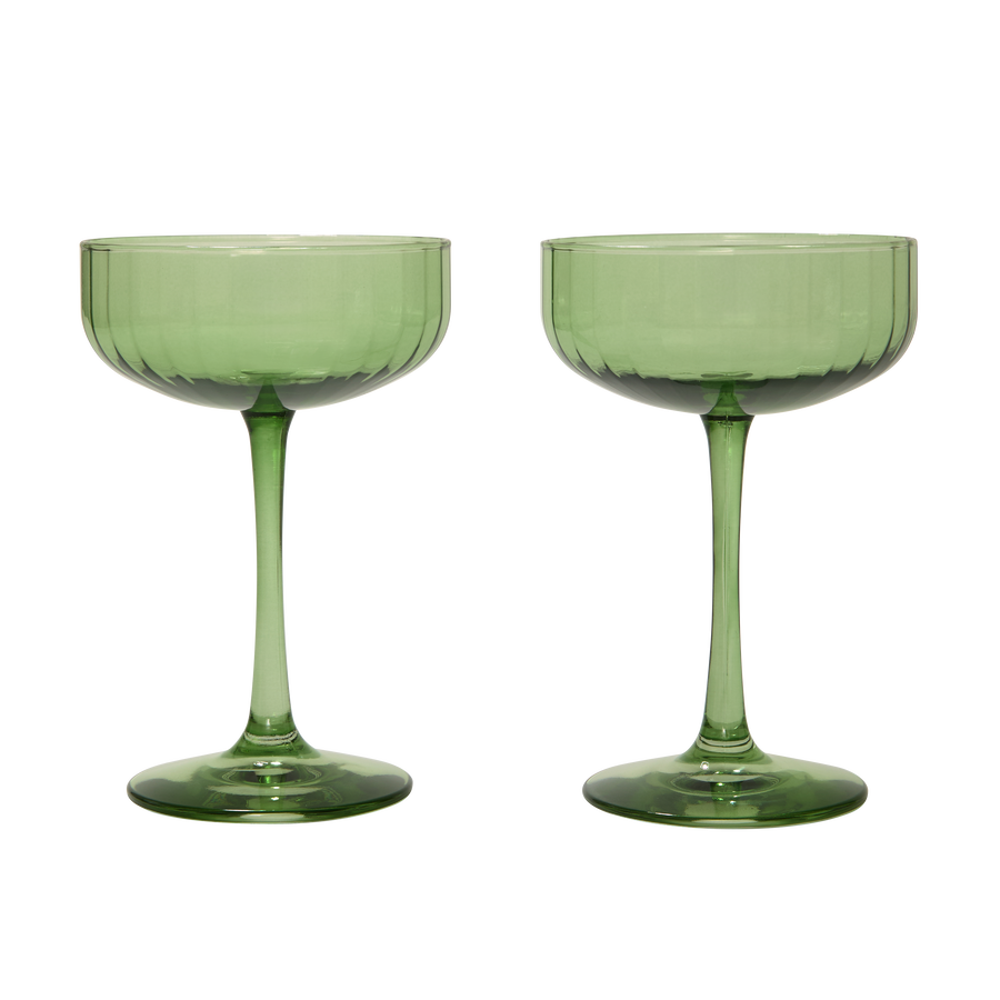 Green Coupe Glasses Set of 2