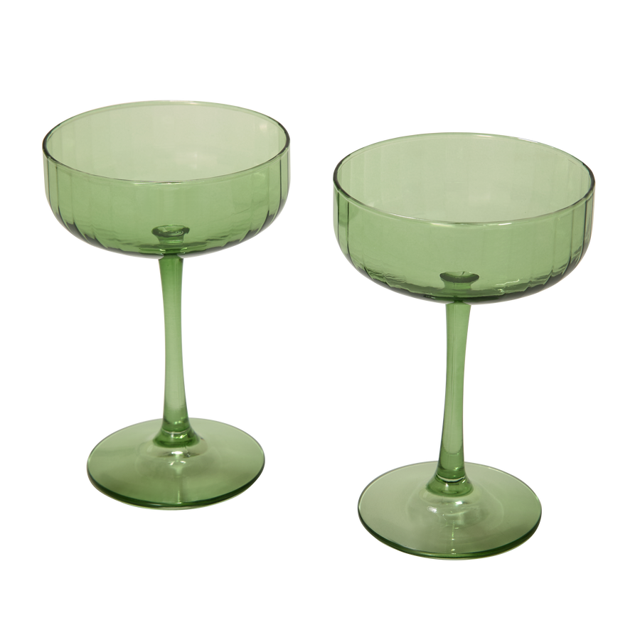 Green Coupe Glasses Set of 2