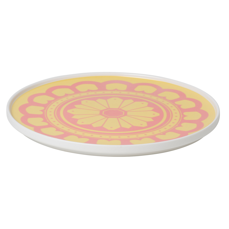 Yellow and Pink Flower Plate