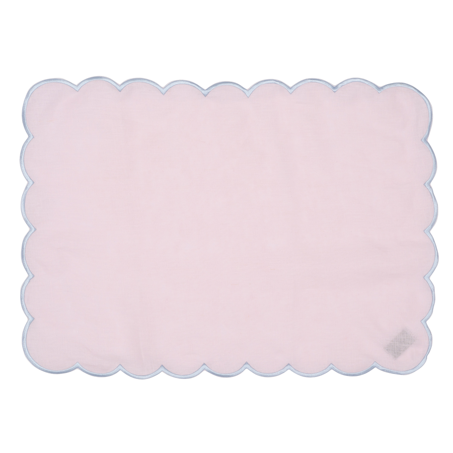 Pale Pink and Blue Scalloped Placemat - Set of 4
