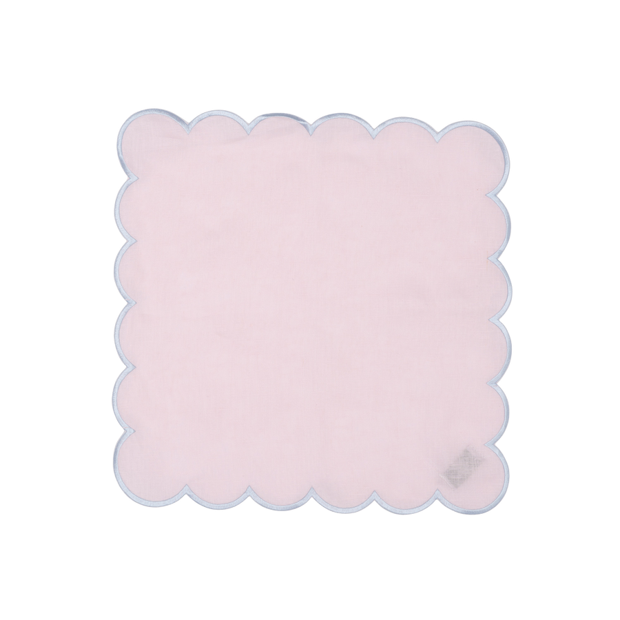 Pink and Blue Scalloped Napkin - Set of 4
