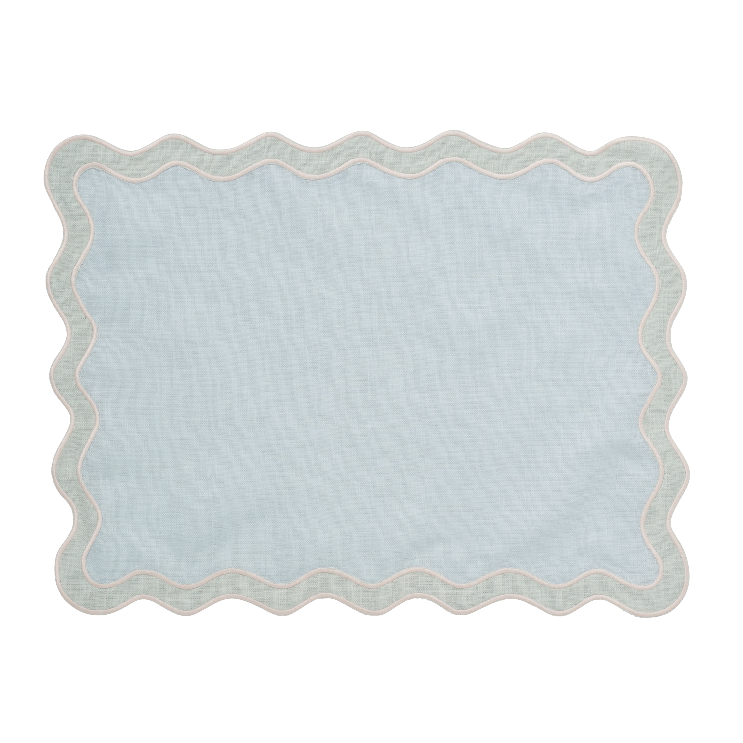 Pale Blue and Mint Scalloped Placemat Set of 4 In The Roundhouse
