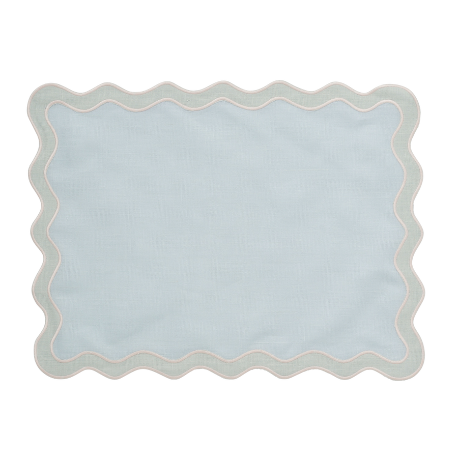 Pale Blue and Mint Scalloped Placemat - Set of 4