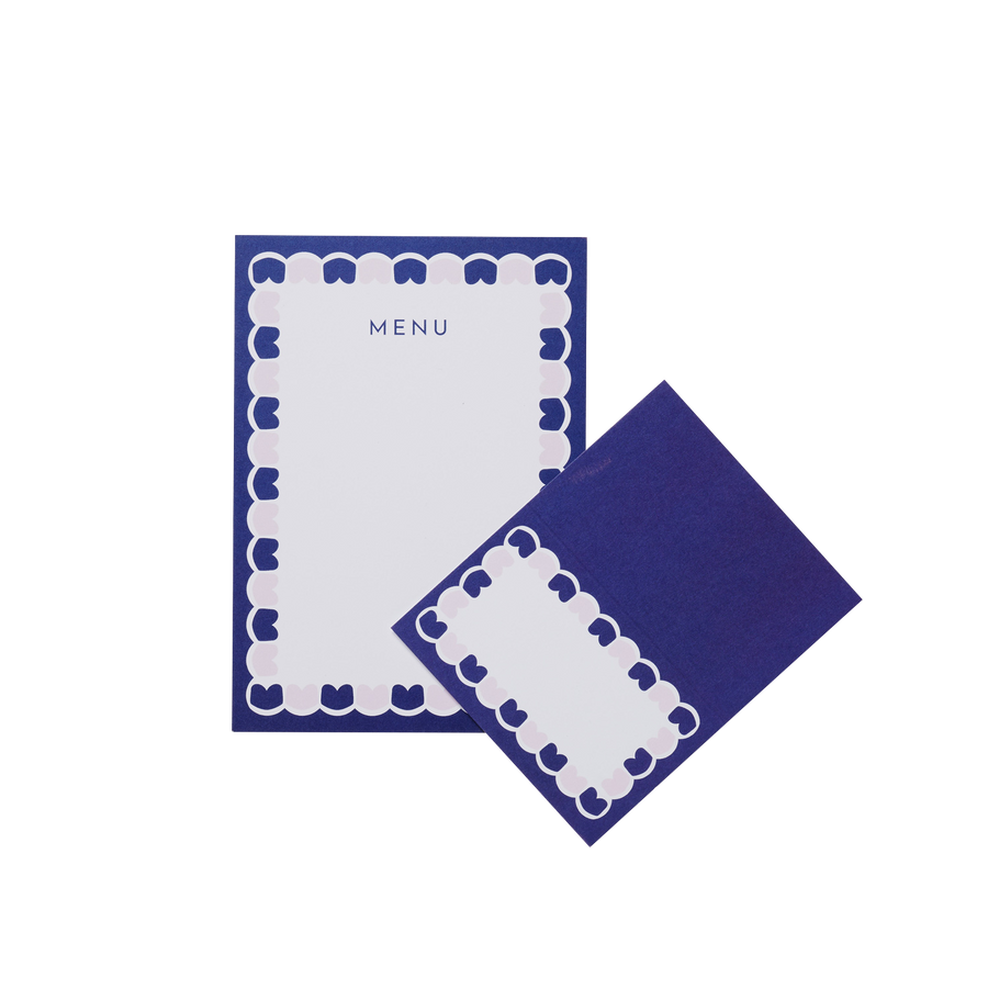 Blue Scallop Place Card and Menu Set