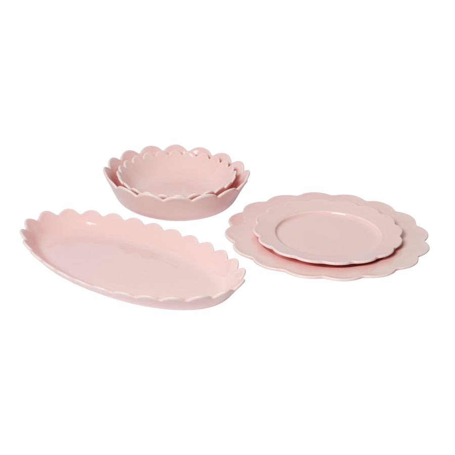 Pink Scallop Dining Set - 17 pieces