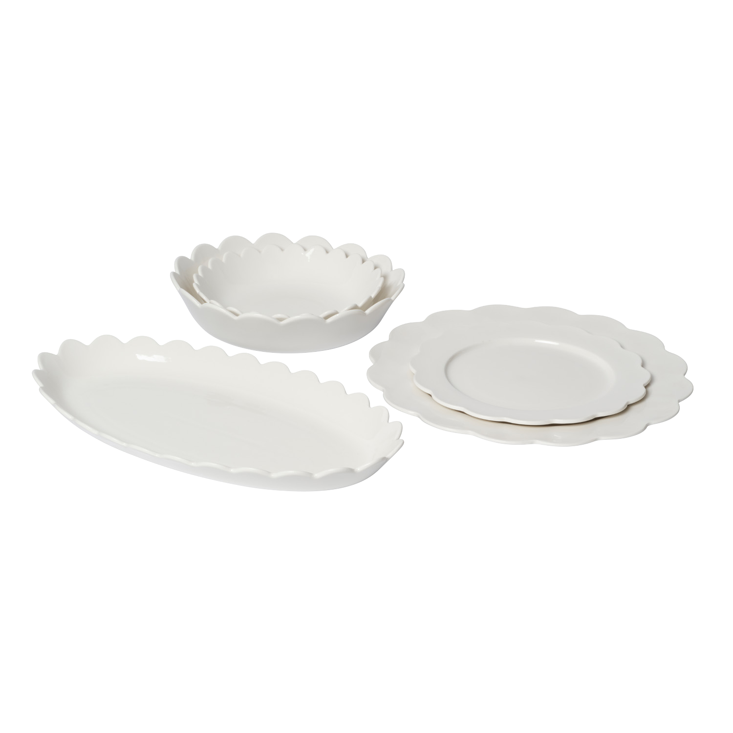 White Scallop Dining Set - 17 Pieces